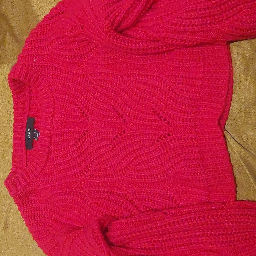 Forever 21 Hot Pink Cropped Sweater